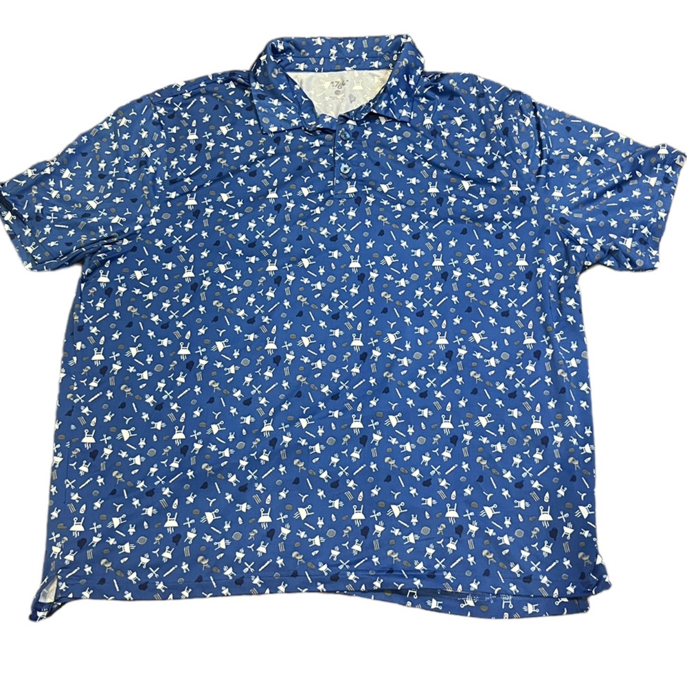 1764 blue polo with grill detail size 2XT